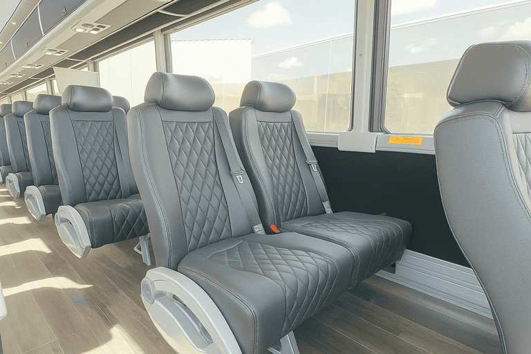 interior of Hayward Shuttle Bus Rentals charter bus